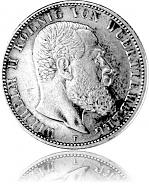 2 Mark Kaiserreich Wilhelm II Koenig von Wuerttemberg 10g Silber (1892 - 1914) 2 Mark Kaiserreic...