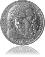 5 Reichsmark Hindenburg mit HK 12,5g Silber (1934 – 1939) B-Ware 5 Reichsmark Hind...