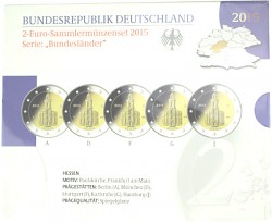 5x 2 EUR Gedenkmünzenset Serie Bundesländer A-J 2015 St. 5x 2 EUR Gedenkmü...
