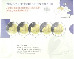 5x 2 EUR Gedenkmünzenset Serie Bundesländer A-J 2014 St. 5x 2 EUR Gedenkmü...