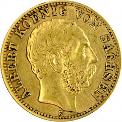 10 Mark Albert König von Sachsen 3,58g Gold (1874 - 1888) 10 Mark Albert Kö...