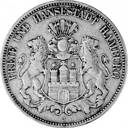 5 Mark Kaiserreich Freie und Hansestadt Hamburg 25g Silber (1875, 1876, 1888) 5 Mark Kaiserreic...