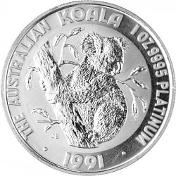 Koala 1oz Platinum 1991 diff. Koala 1oz Platinu...
